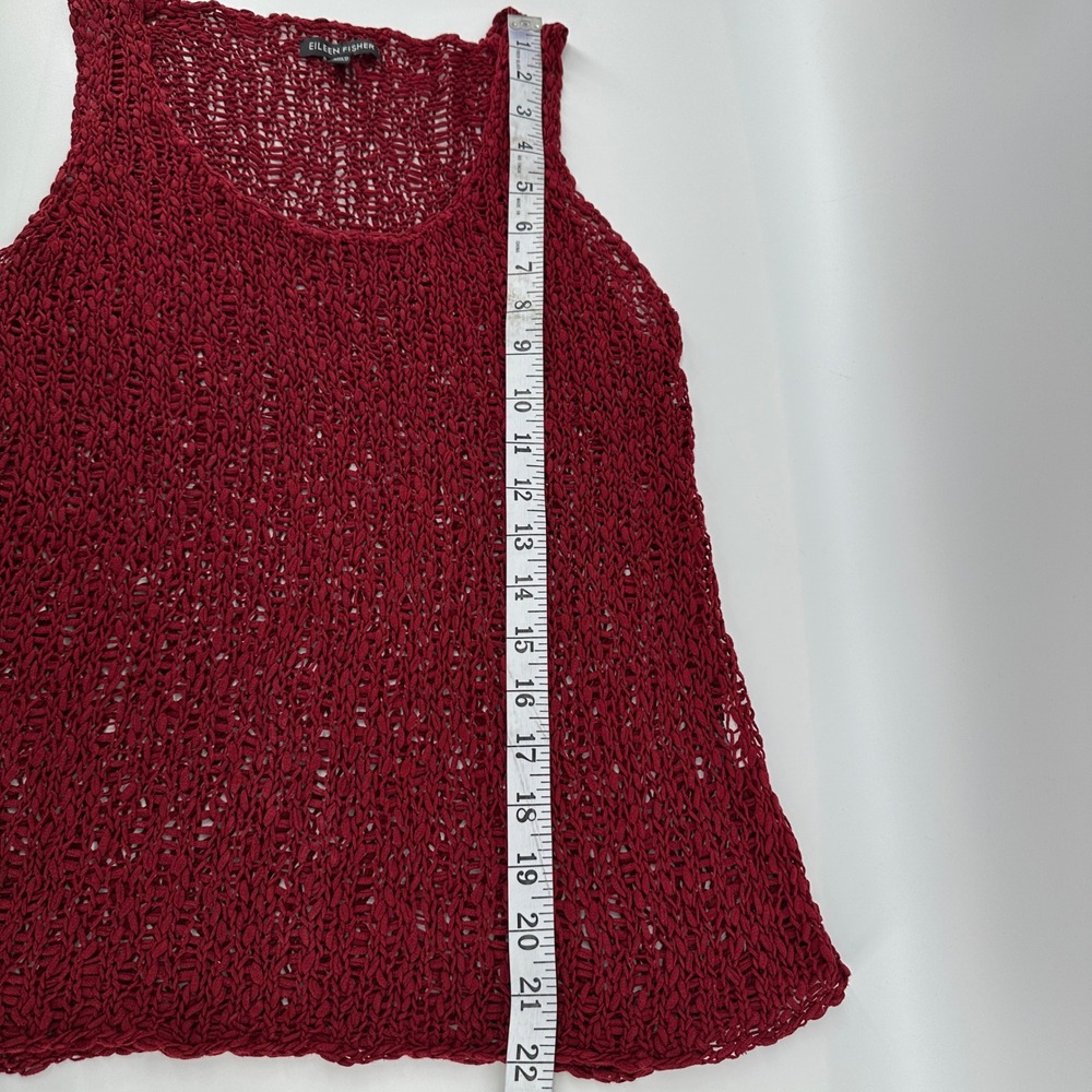 EILEEN FISHER Open Weave Mesh Knit Tank Top Lagenlook Boho Coastal Quite Luxury - Picture 6 of 9